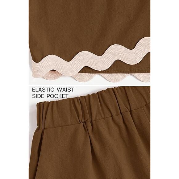 NWT Size Small 2 Piece Luxury Linen Shorts Set with Lace Trim - Picture 3 of 4